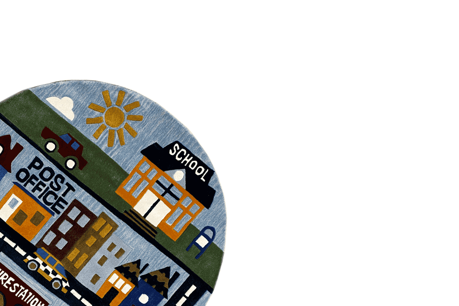 Stadt-Abenteuer - Handgetufteter Kinder-Stadtplan-Teppich, 150x150cm (4.9x4.9ft) - German Carpet Shop