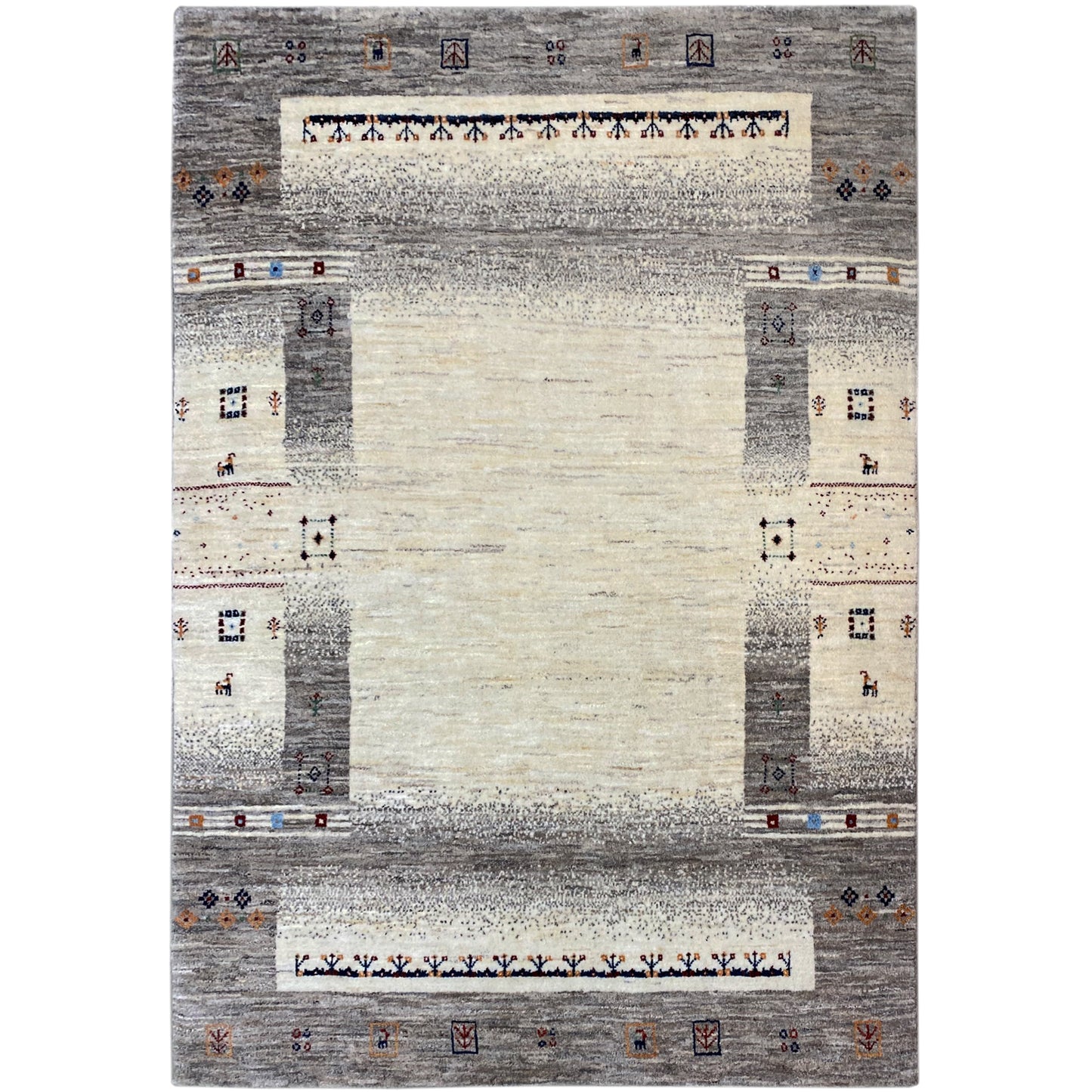 Gabbeh Teppich Beige/Grau 197x145 cm - German Carpet Shop