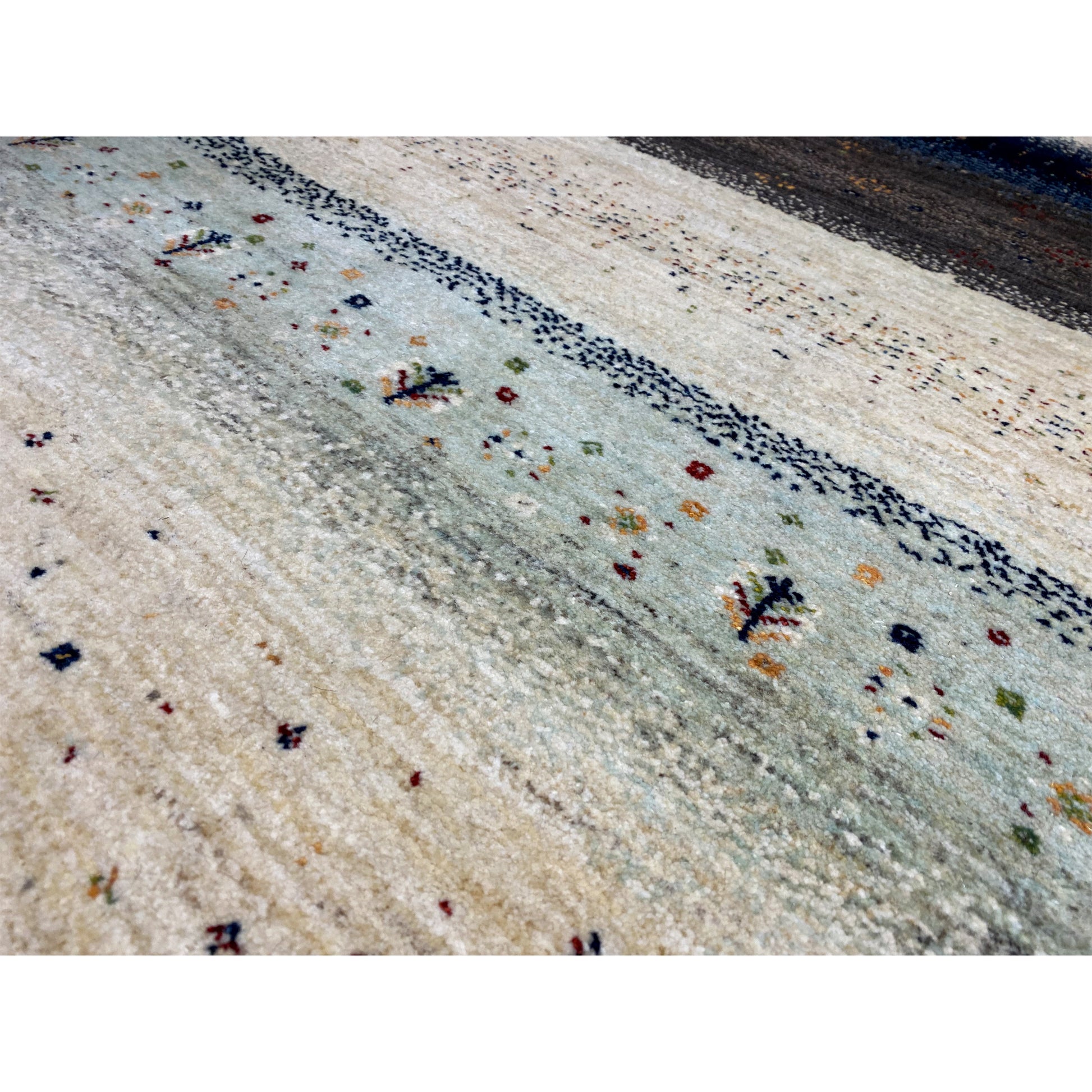 Blauer Gabbeh Teppich Läufer 197x78 cm - German Carpet Shop