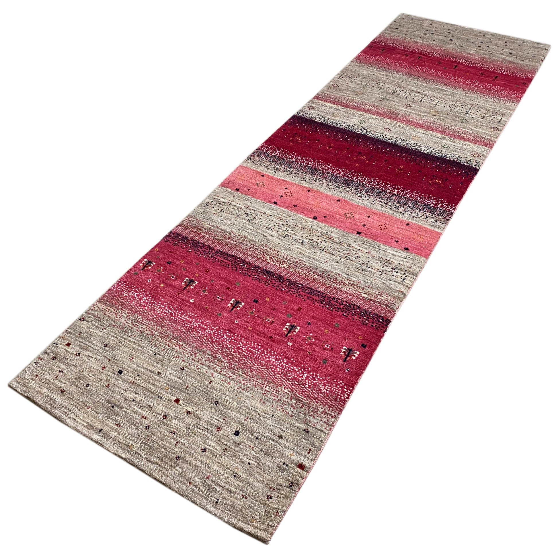 Rosa Gabbeh Teppich Läufer 298x80 cm - German Carpet Shop