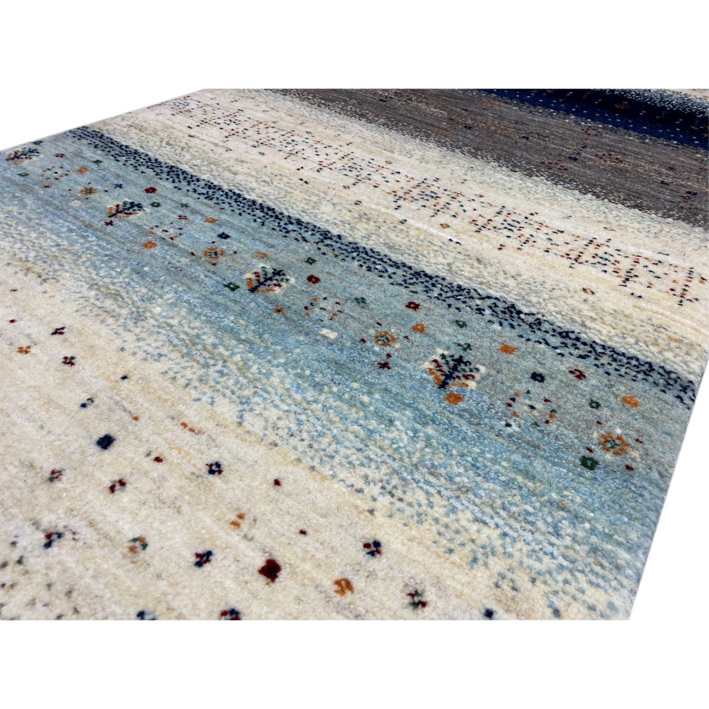 Blauer Gabbeh Teppich Läufer 190x80 cm - German Carpet Shop