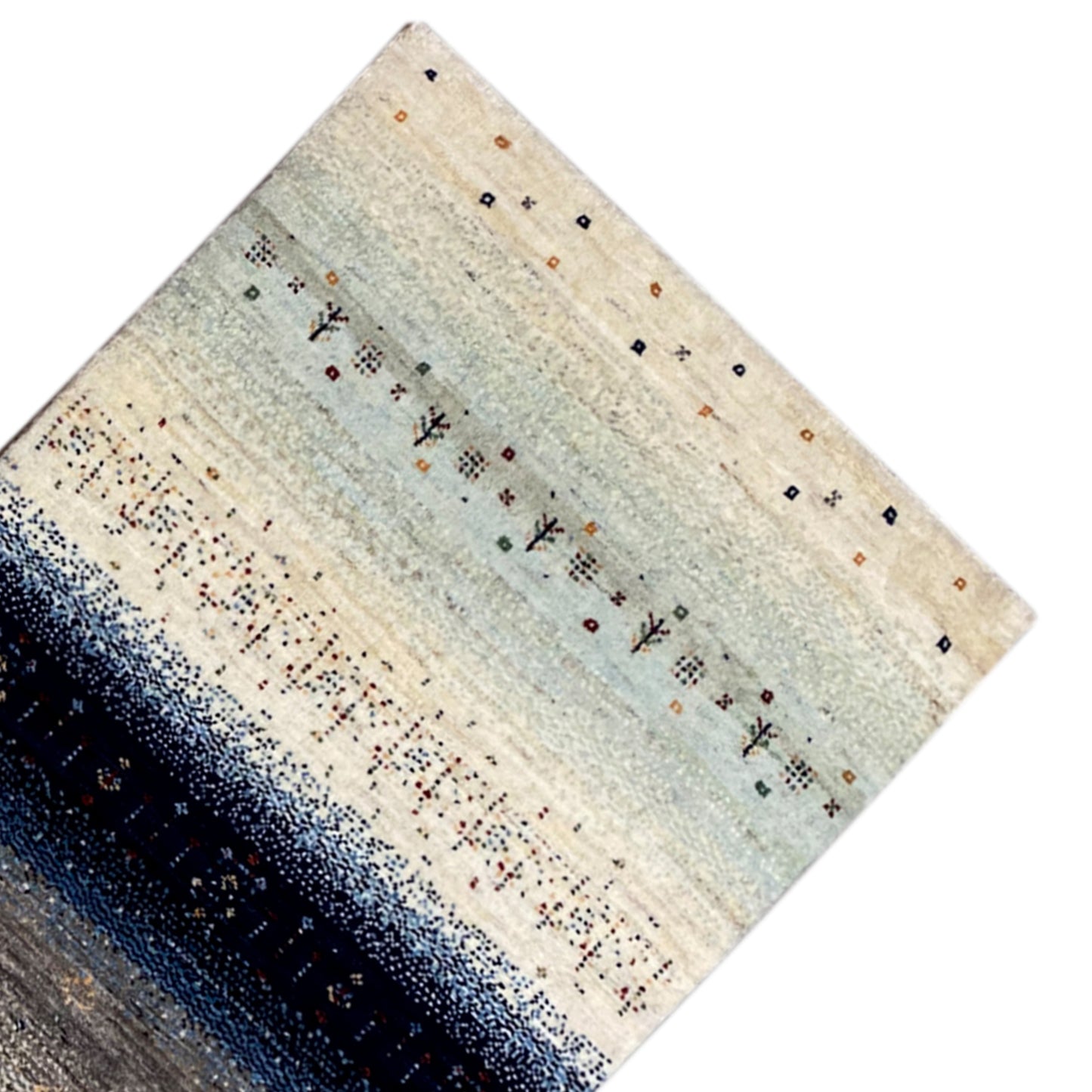 Blauer Gabbeh Teppich Läufer 195x80 cm - German Carpet Shop