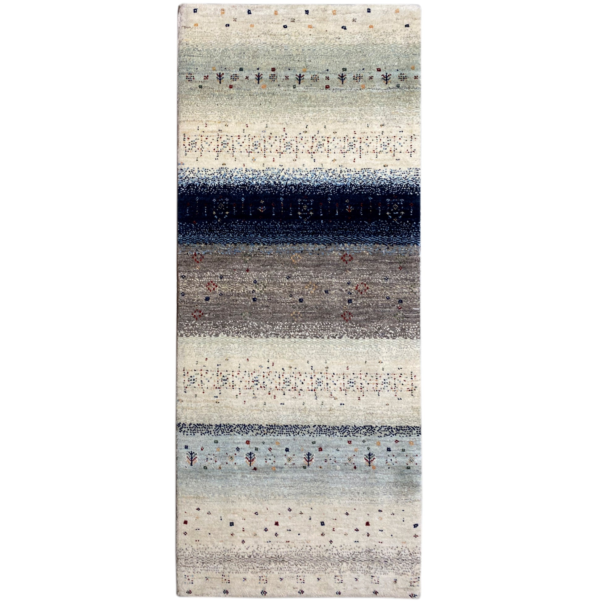 Blauer Gabbeh Teppich Läufer 198x80 cm - German Carpet Shop