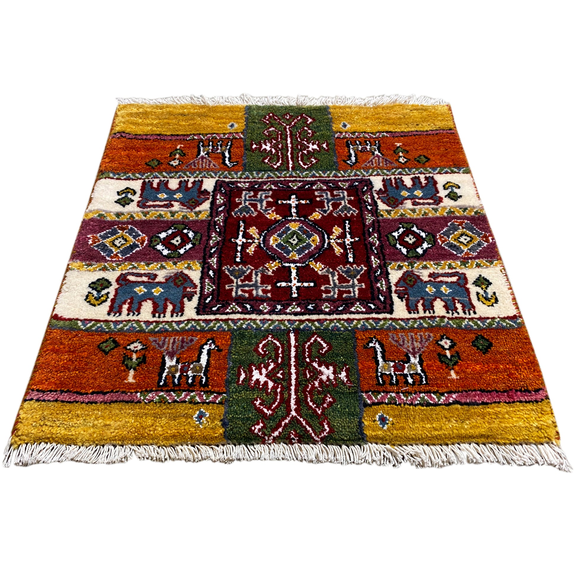 Bunter Gabbeh Teppich Lori 58x57 cm - German Carpet Shop