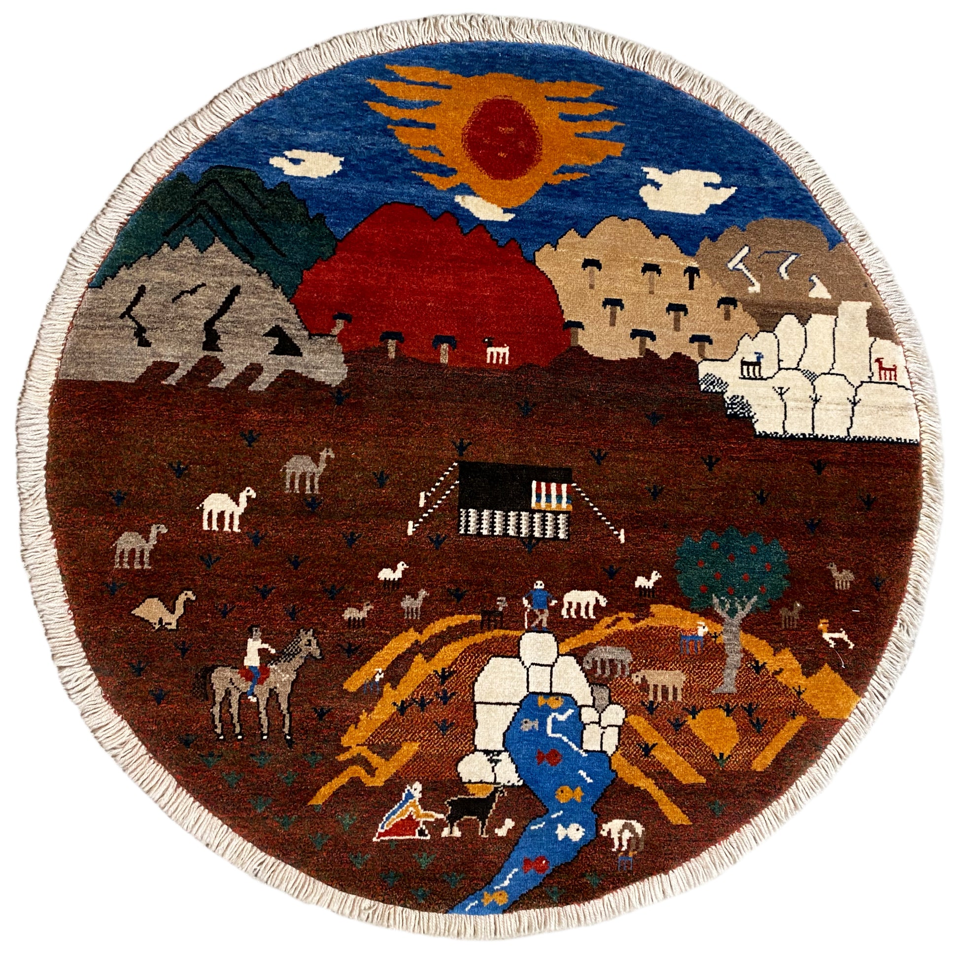 Gabbeh Teppich Braun, 107x107 cm - German Carpet Shop