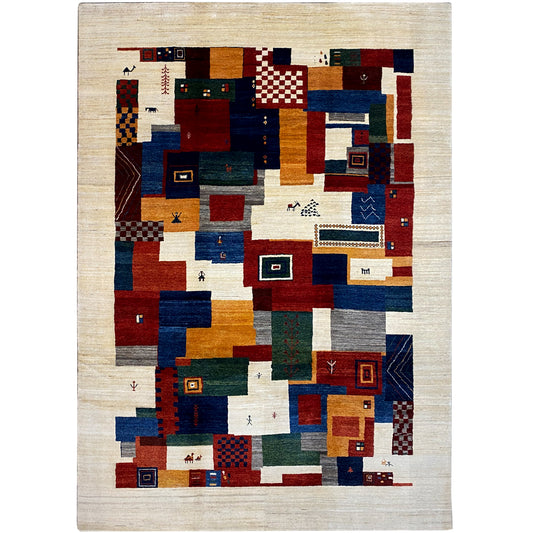 Gabbeh Exklusiver Teppich Beige 349x249 cm - German Carpet Shop