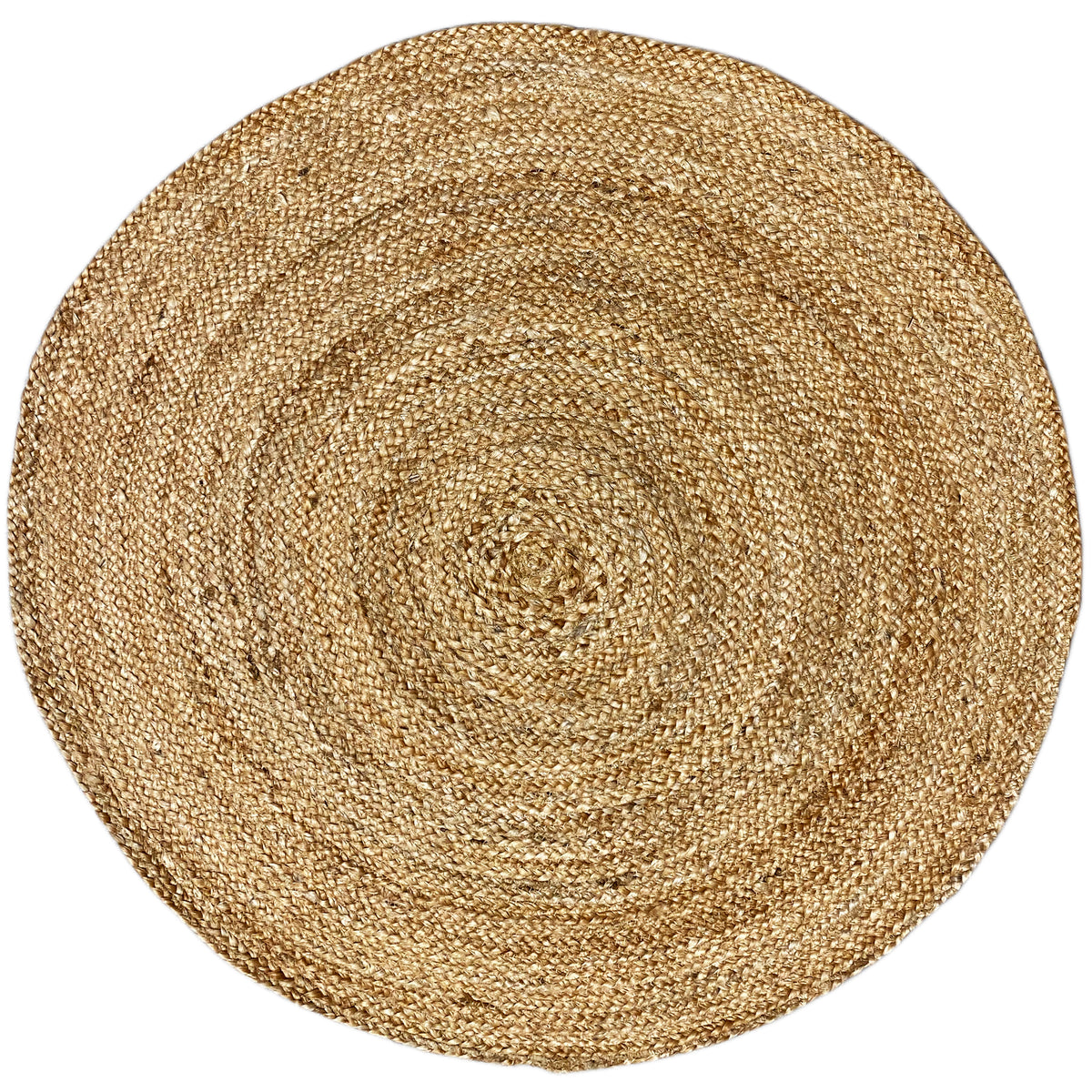 Tapis rond en jute, beige doré avec un motif tissé en spirale (80×80 cm)