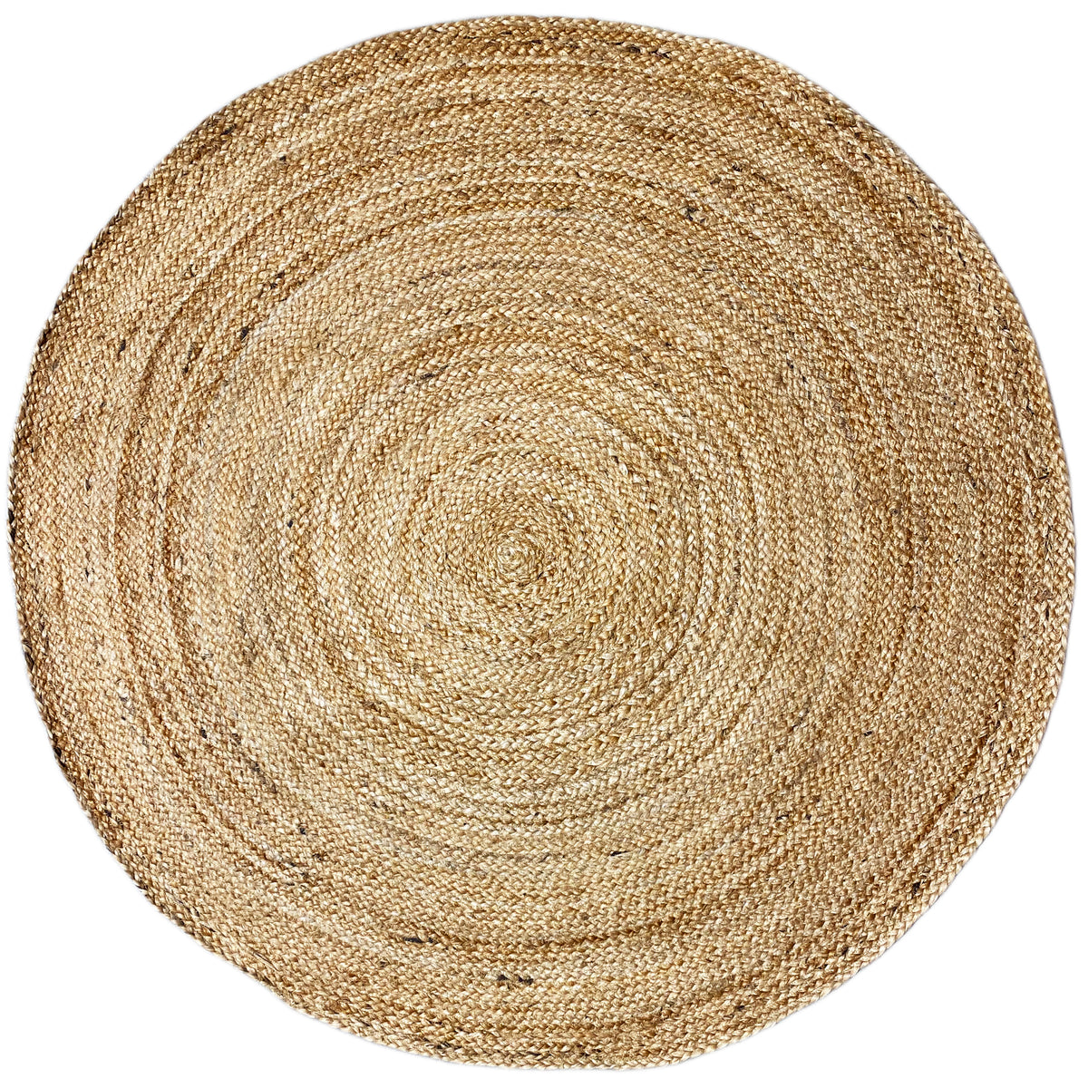 Tapis rond en jute 120x120 cm avec motif tissé en spirale, couleur naturelle