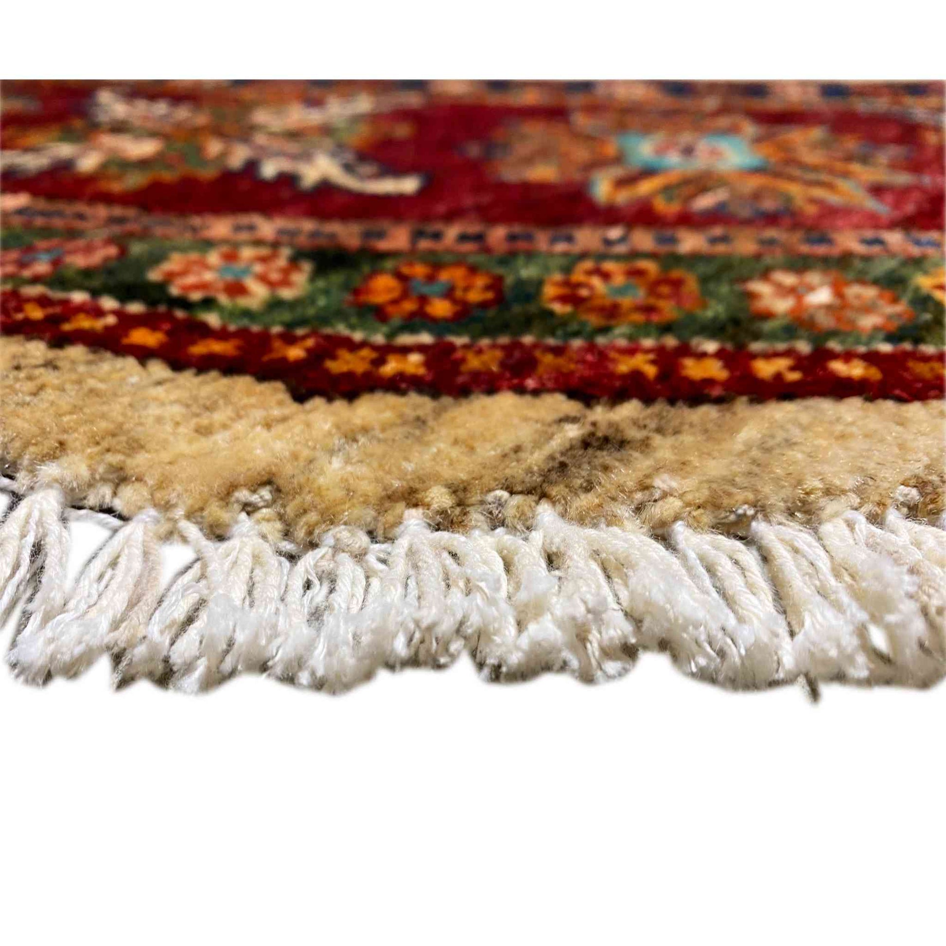 Türkis & Roter Runder Kazak Teppich, 204x204 cm - German Carpet Shop