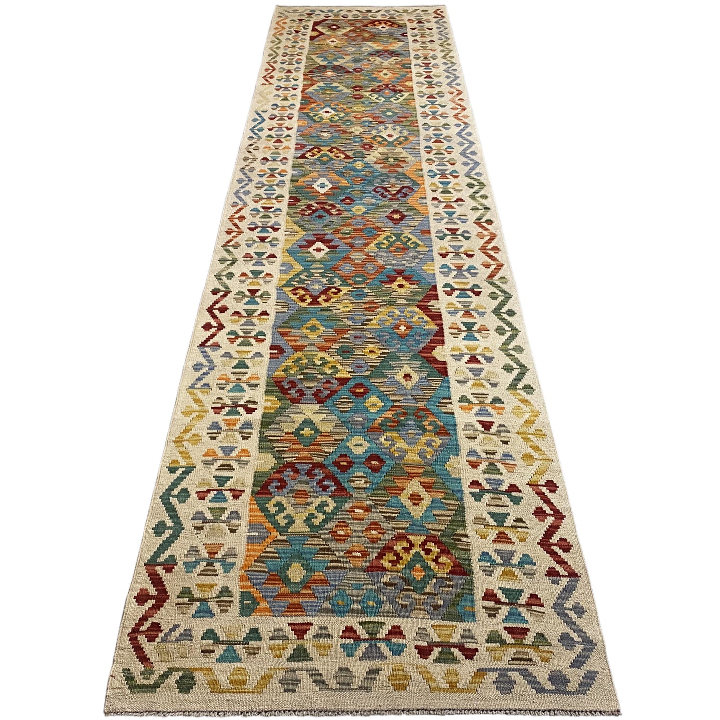 Tapis Kelim coureur Afghan 386x87cm