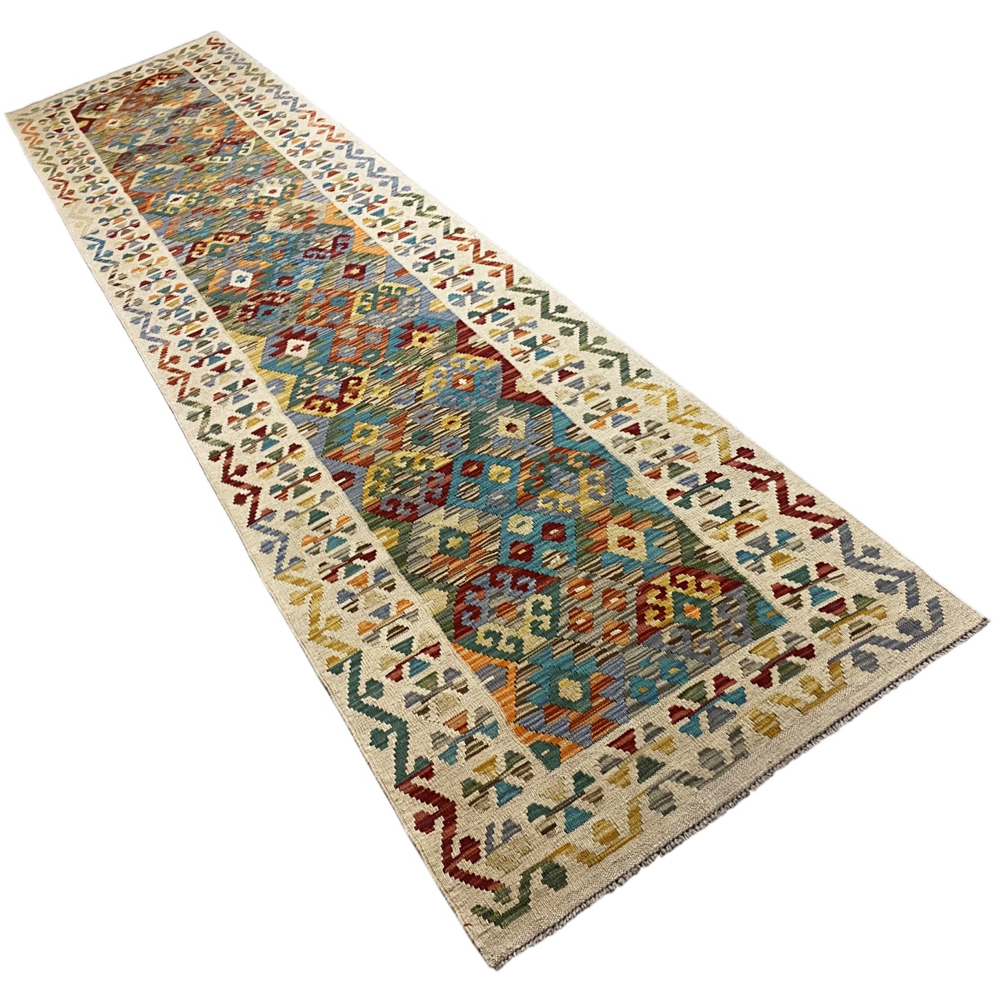 Tapis Kelim coureur Afghan 386x87cm