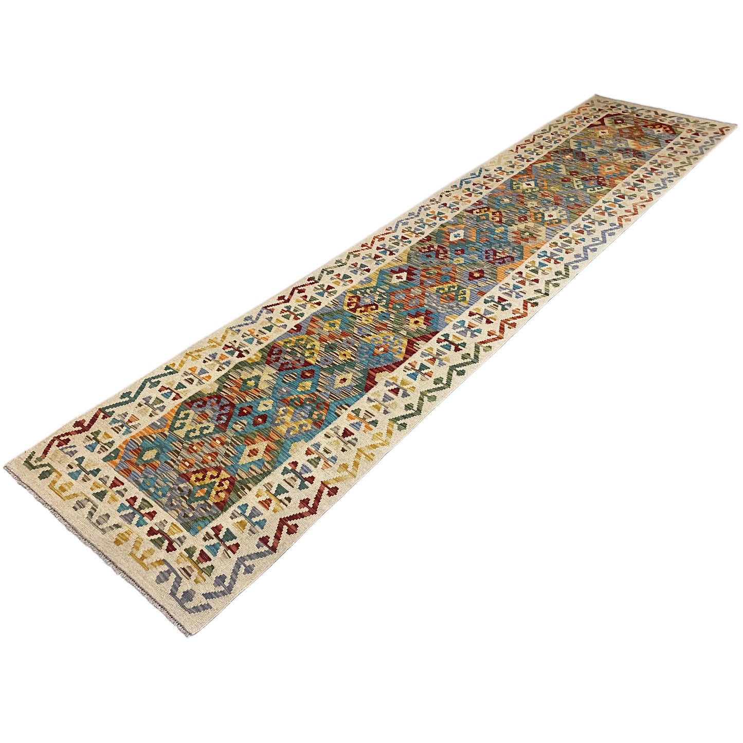 Tapis Kelim coureur Afghan 386x87cm