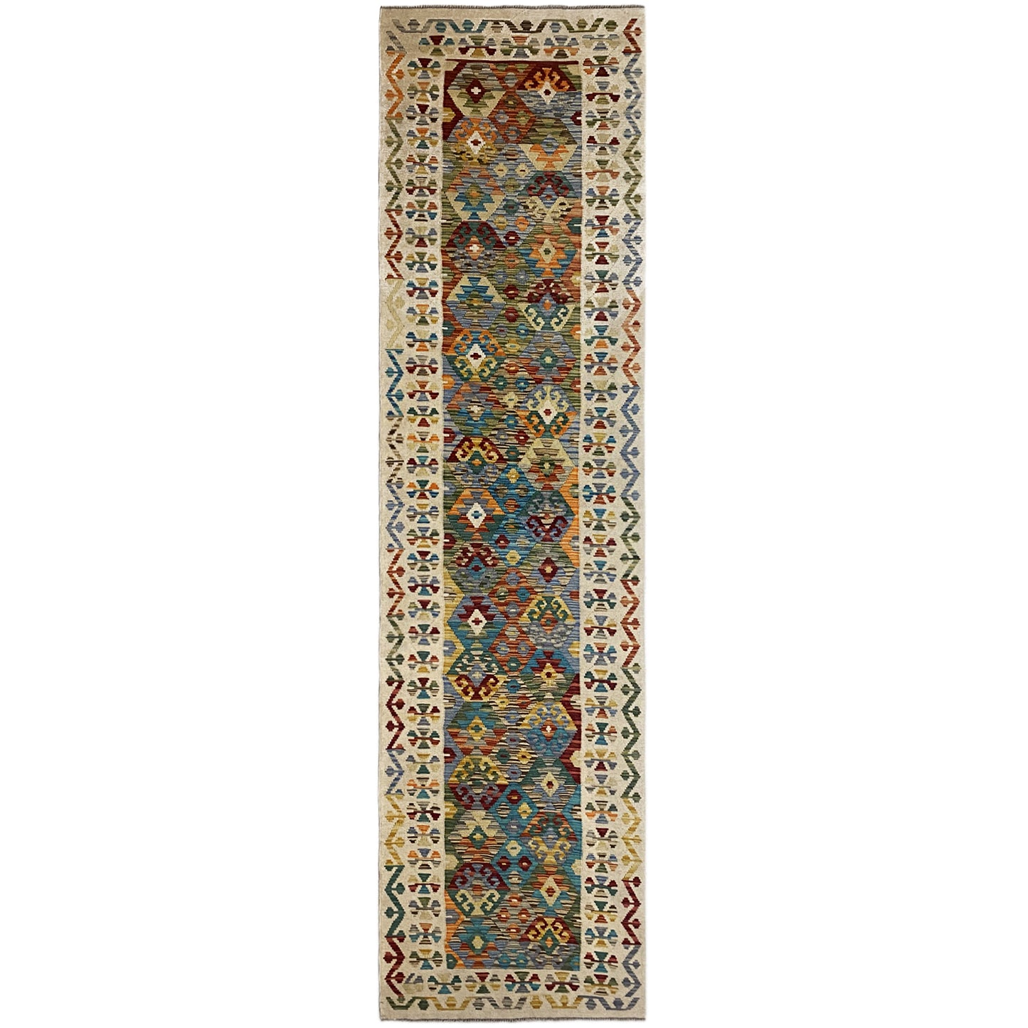 Tapis Kelim coureur Afghan 386x87cm