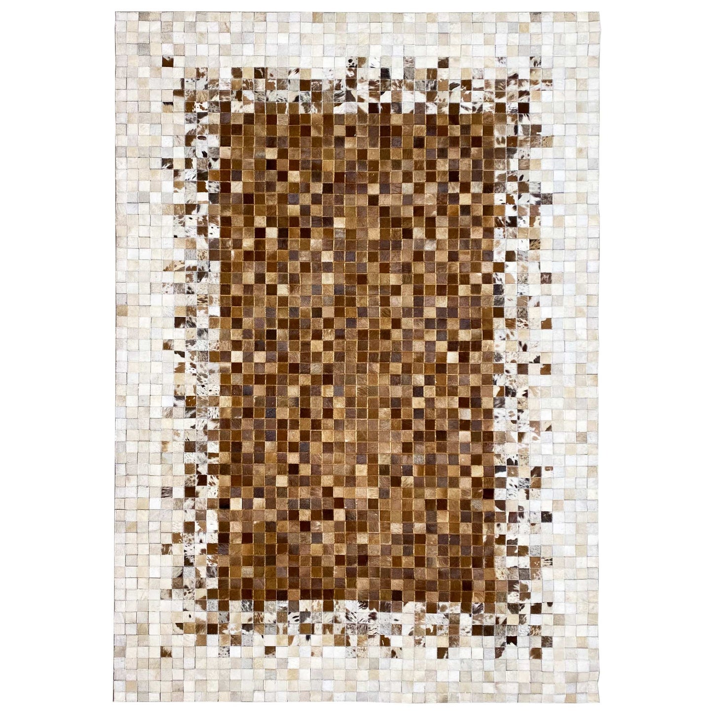 Kalbsleder Teppich 232x161 cm - Braunes Mosaik - German Carpet Shop