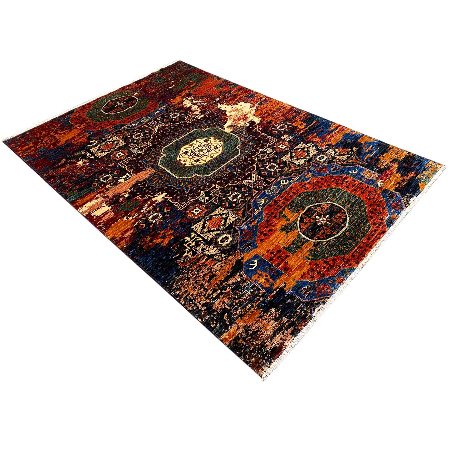 Afghanischer Mamluk Teppich, Mehrfarbig, 242x167 cm - German Carpet Shop