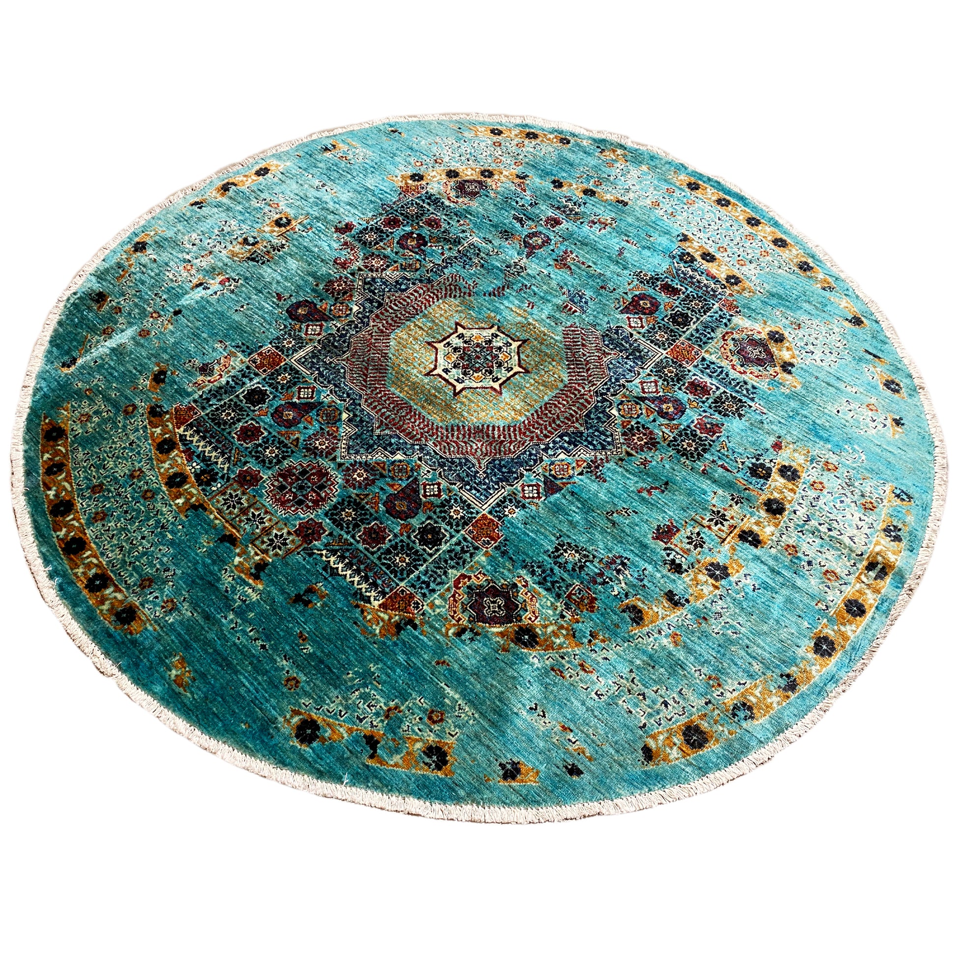 Handgeknüpfter runder Mamluk Teppich 200x198 cm - German Carpet Shop