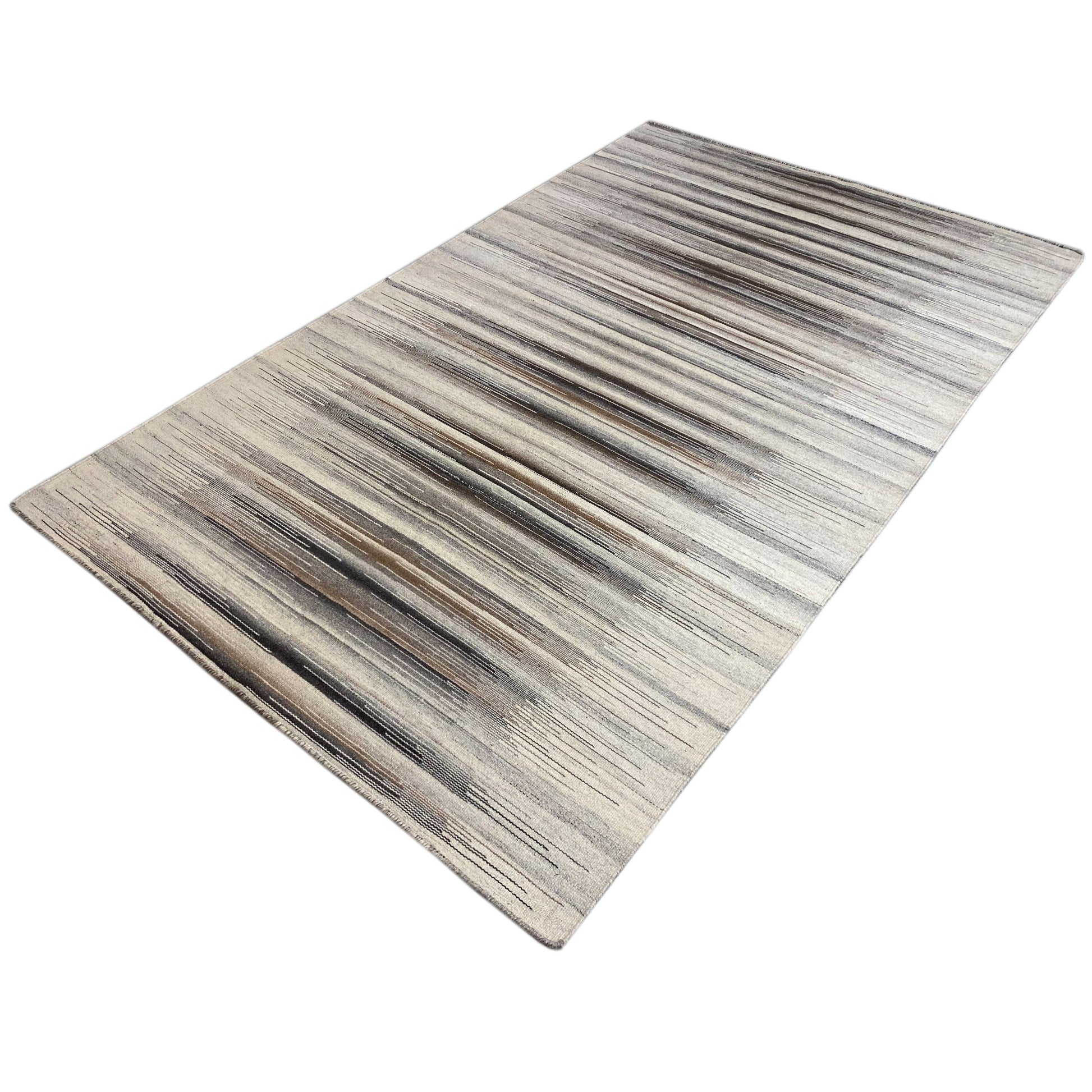 Grauer Kelim Dhurrie Streifen 230x160 cm - German Carpet Shop