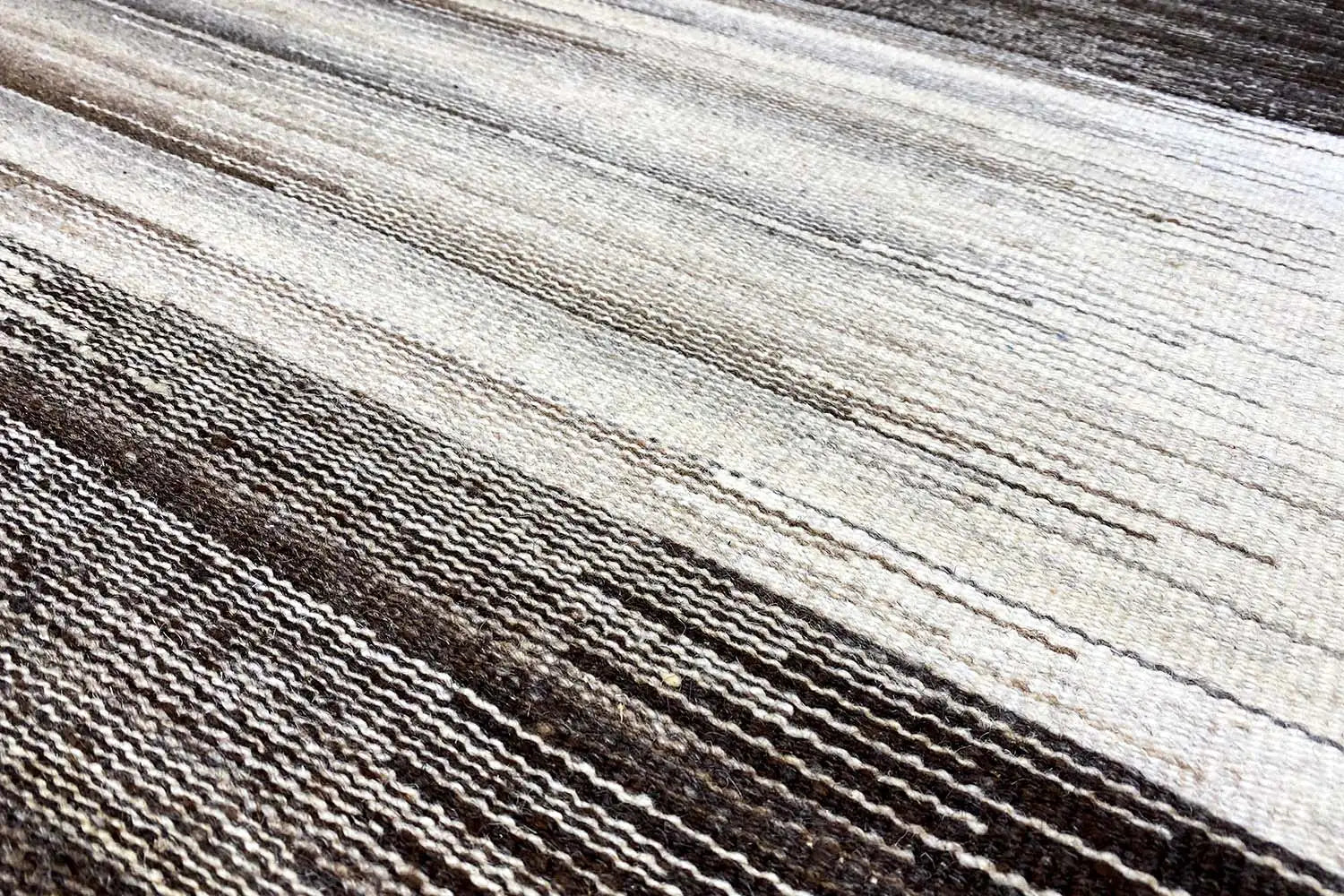 Kelim Teppich Grau – 230x160 cm Streifenmuster - German Carpet Shop