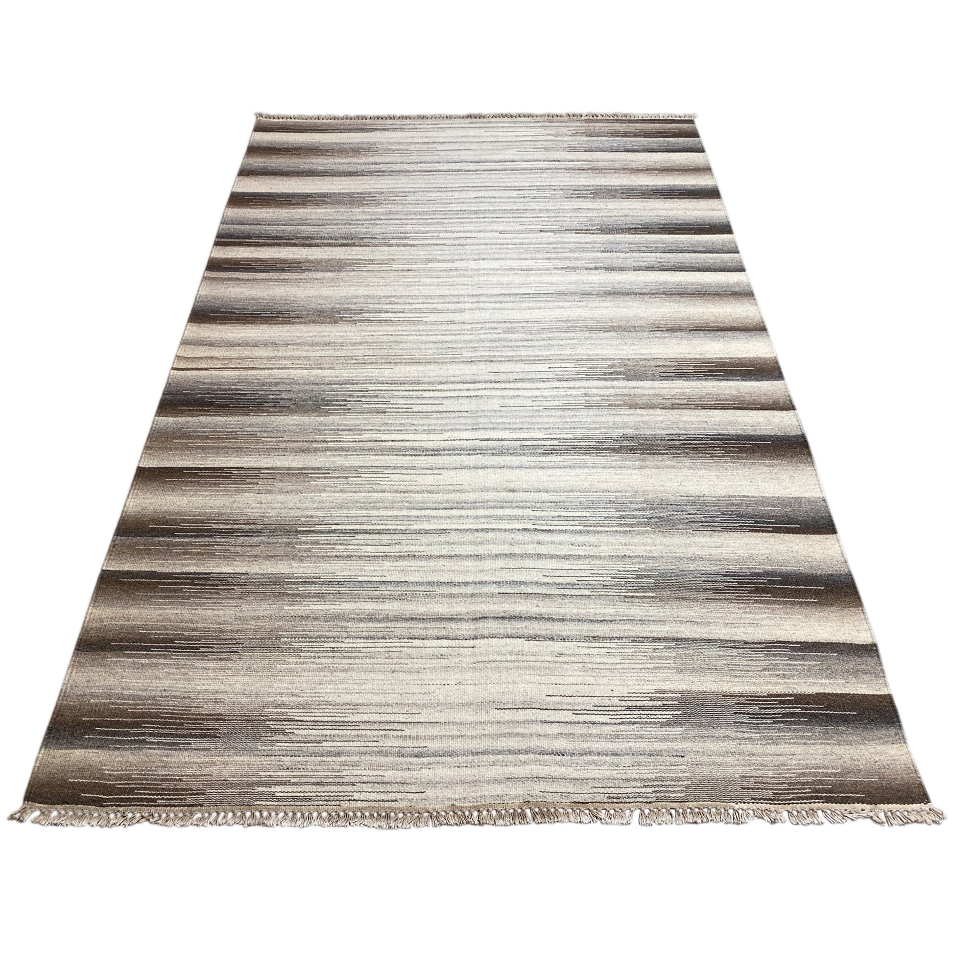 Kelim Teppich Beige – Modernes Streifenmuster 230x160 cm - German Carpet Shop