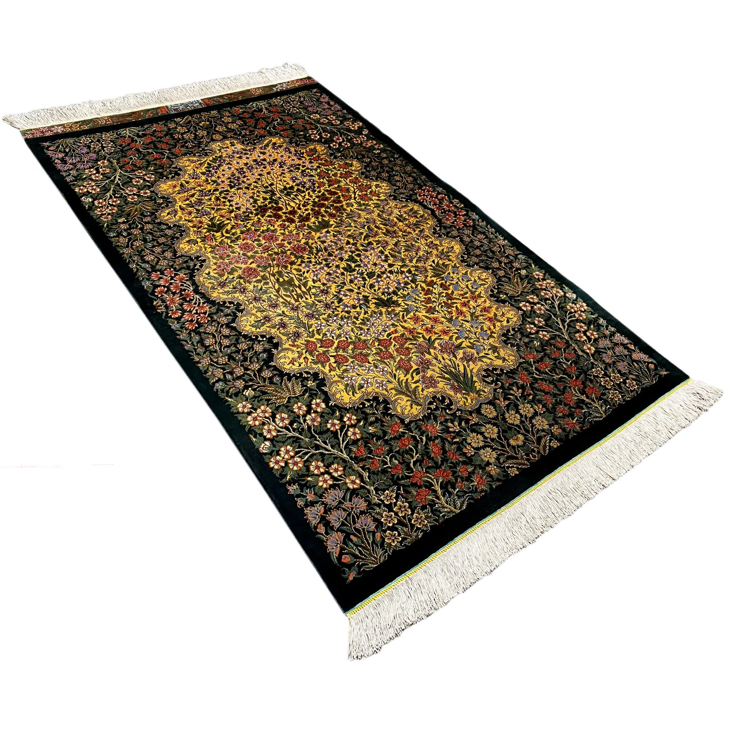 Tapis en soie Ghom - 900846 (123x79 cm)