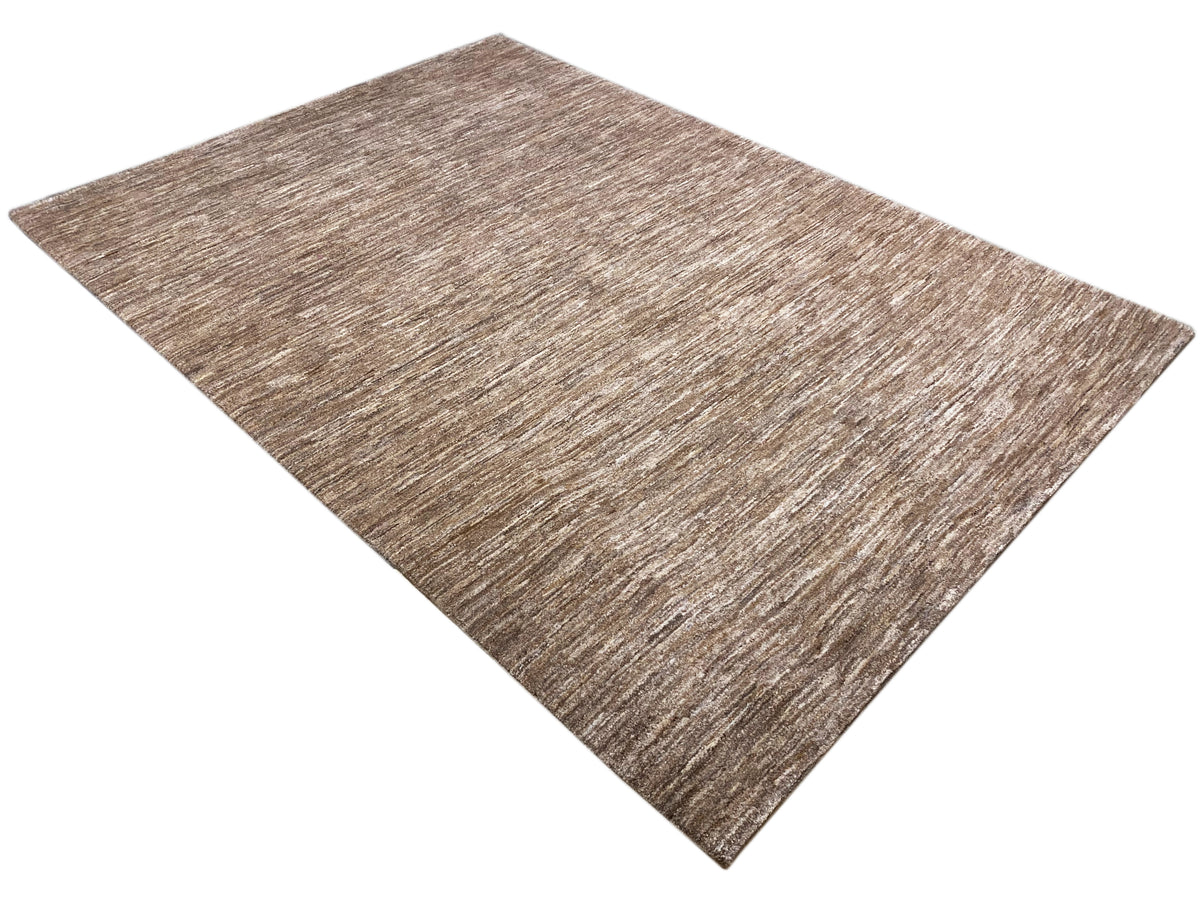 Tapis Gabbeh brun-beige chiné, poil court, rectangulaire
