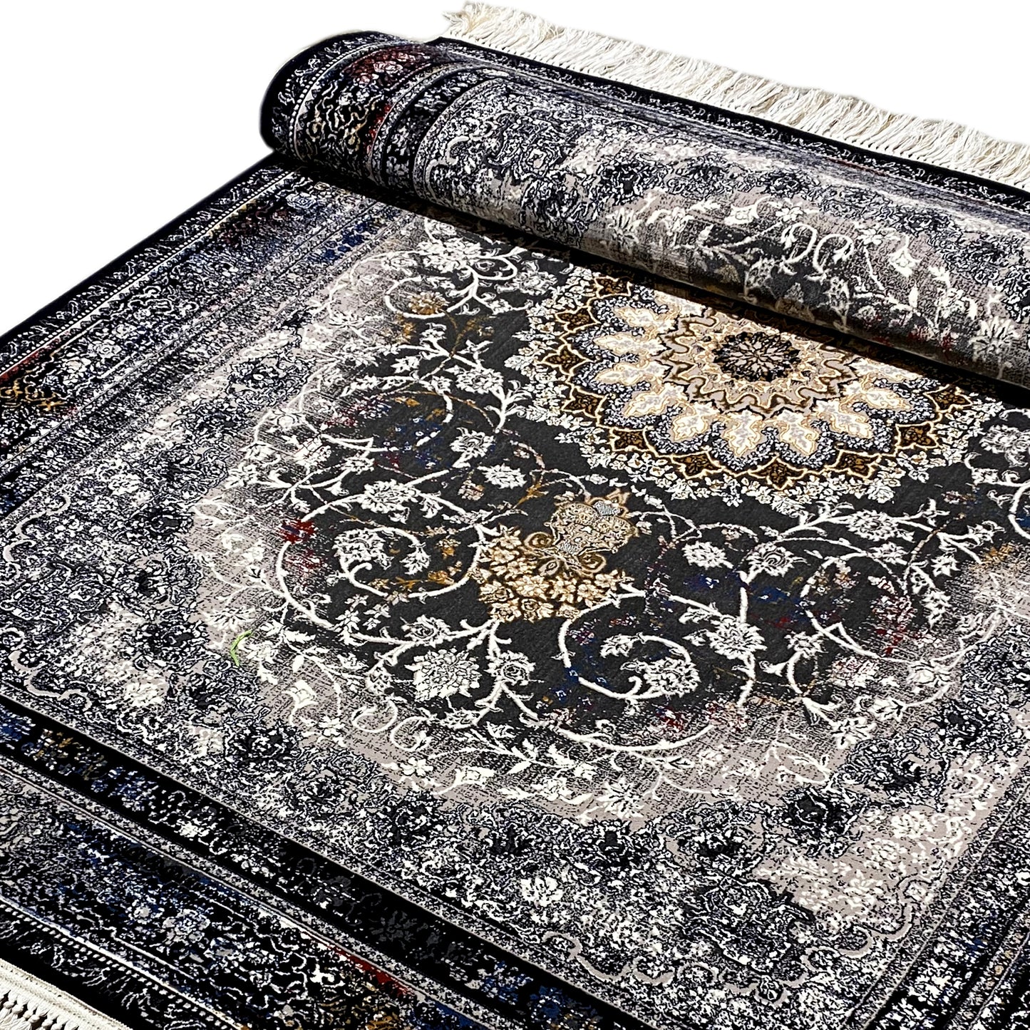 Pflegeleichter Teppich Polypropylen Schwarz Weiß 160x230 Flur