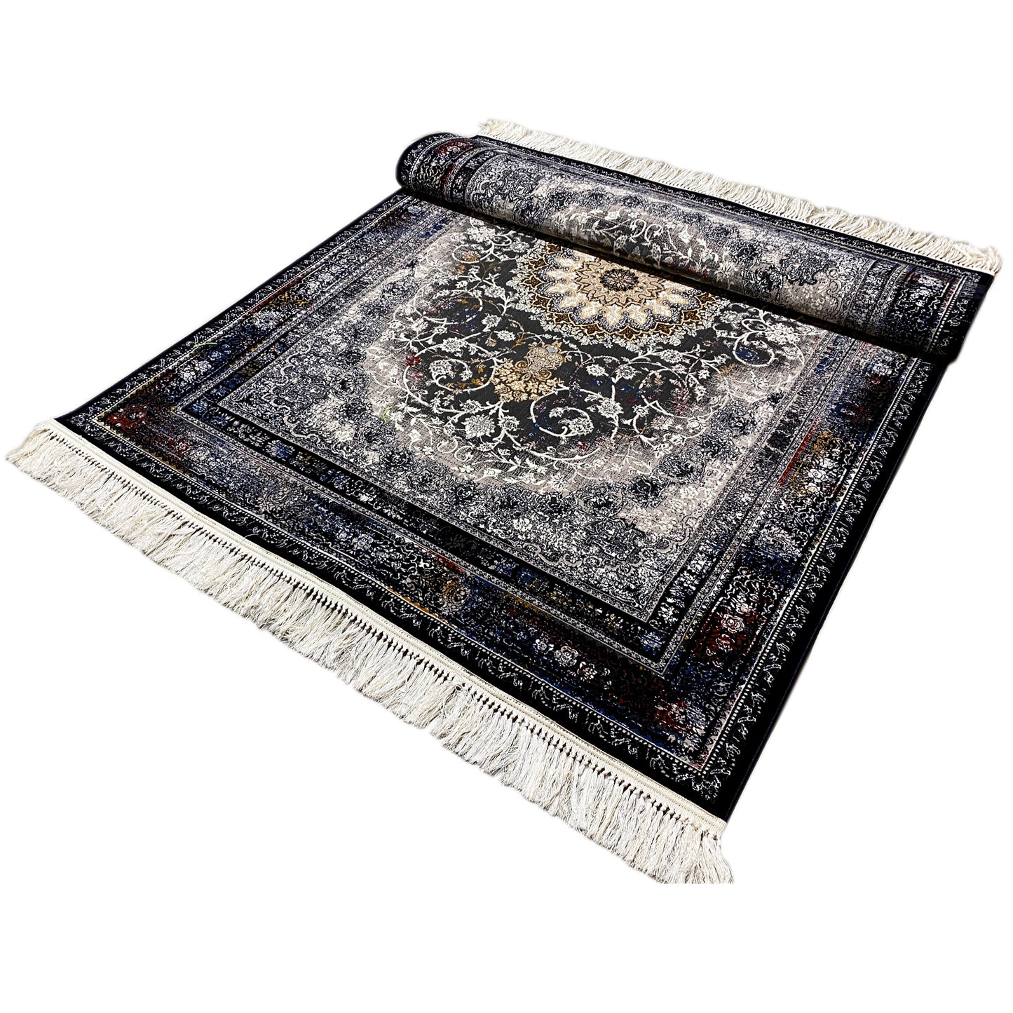 Orientalischer Teppich Medaillon Schwarz Weiß 160x230 Home Decor