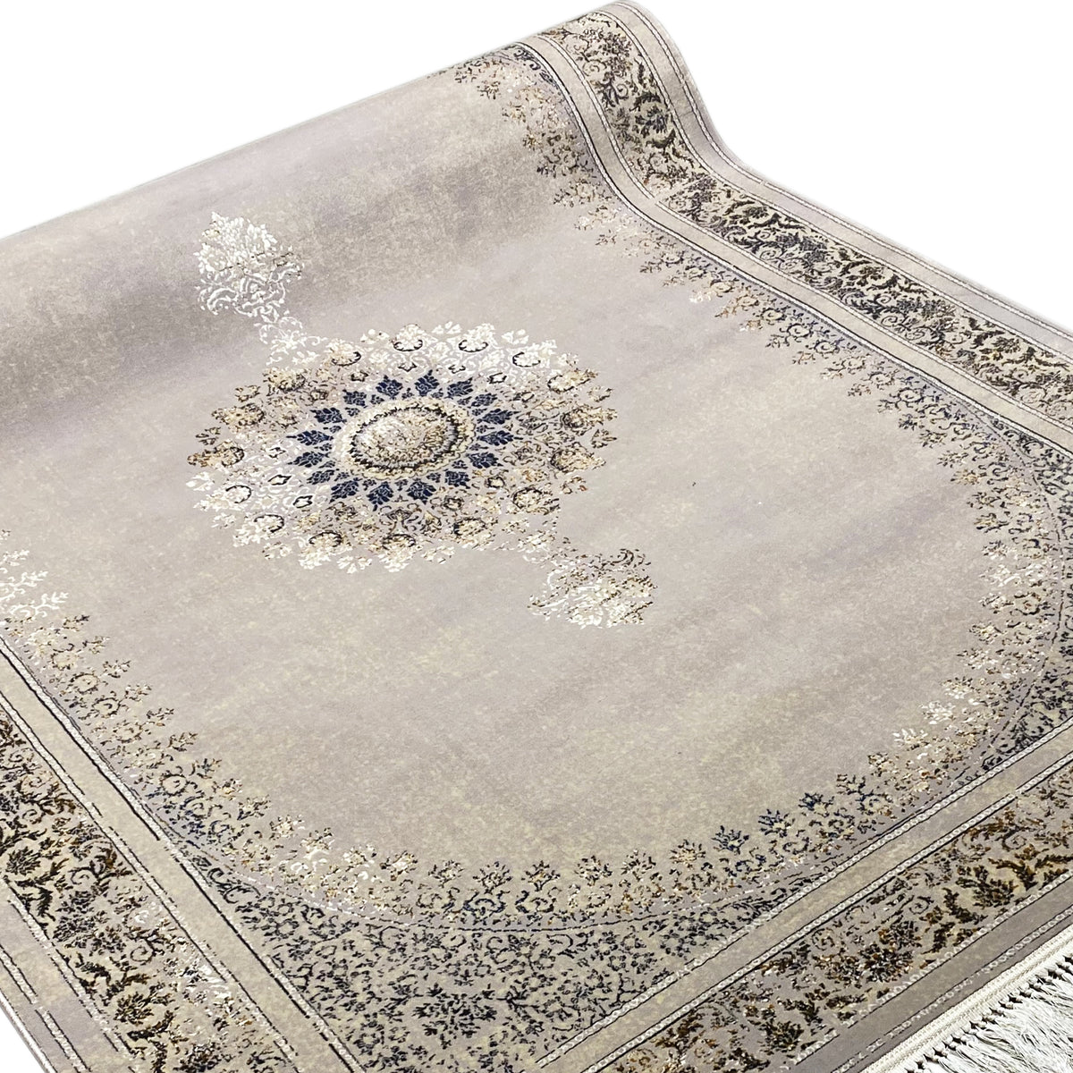 Tapis Wiesner 160x230 cm Détail : surface beige avec médaillon bleu, ornements vintage