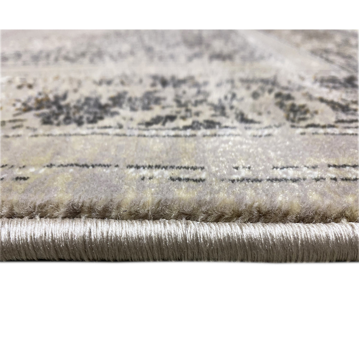 Tapis Wiesner 160x230 cm vue de côté : franges courtes et texture tissée sur le bord