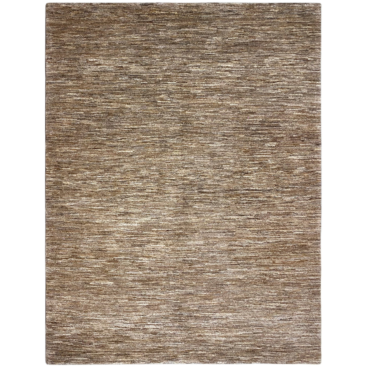 Tapis Gabbeh brun-beige, motif chiné régulier, poil court