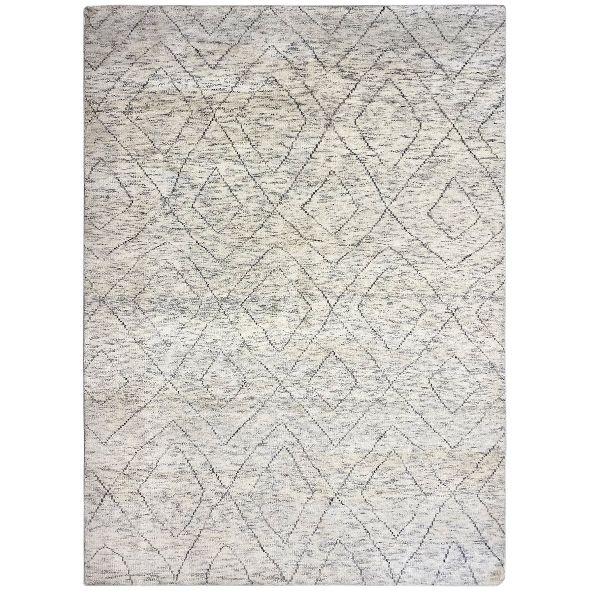 Tapis berbère, beige clair avec des lignes géométriques en forme de losanges, rectangulaire, plat
