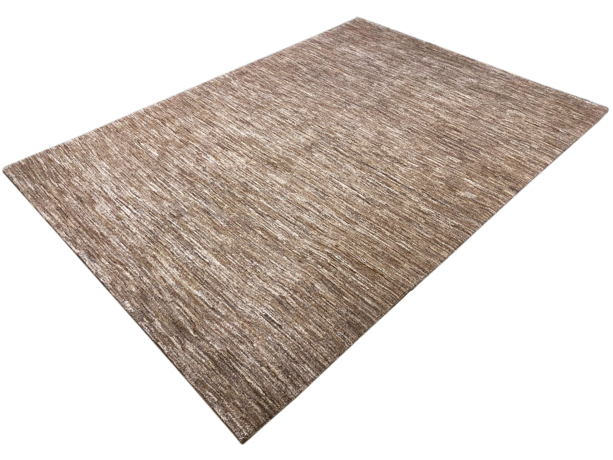 Tapis Gabbeh rectangulaire, marron-beige chiné, poil court