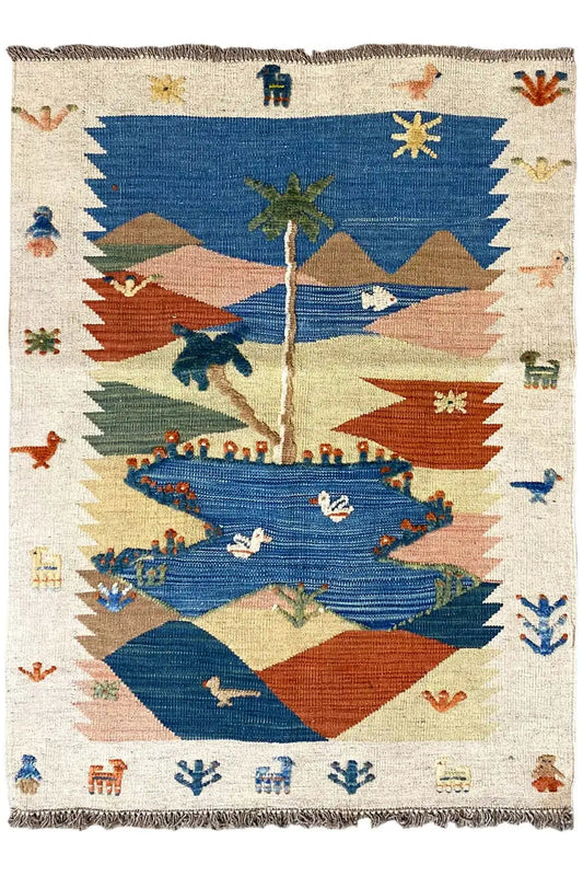 Kilim Qashqai  - 800608 (112x83 cm) - Premium Kelim from German Carpet Shop - Just €149! Shop now at German Carpet Shop