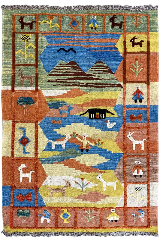 Kilim Qashqai  - 800597 (120x86 cm) - Premium Kelim from German Carpet Shop - Just €149! Shop now at German Carpet Shop