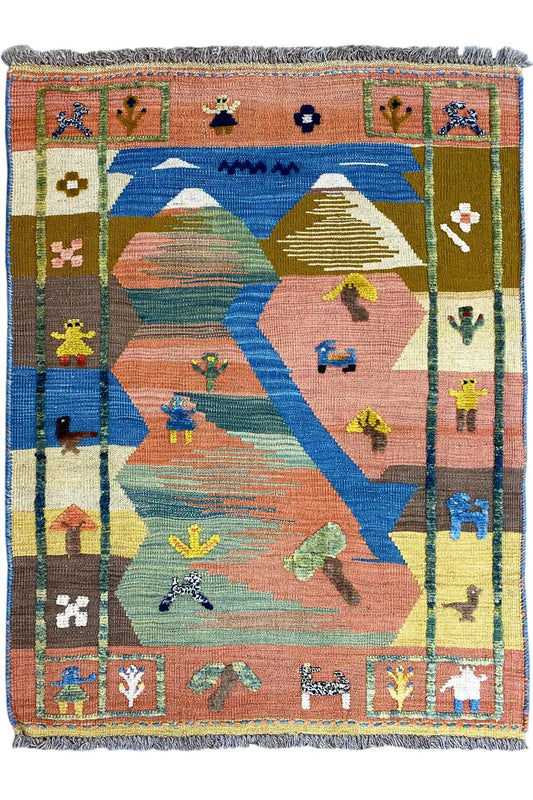 Kilim Qashqai  - 800593 (112x84 cm) - Premium Kelim from German Carpet Shop - Just €149! Shop now at German Carpet Shop