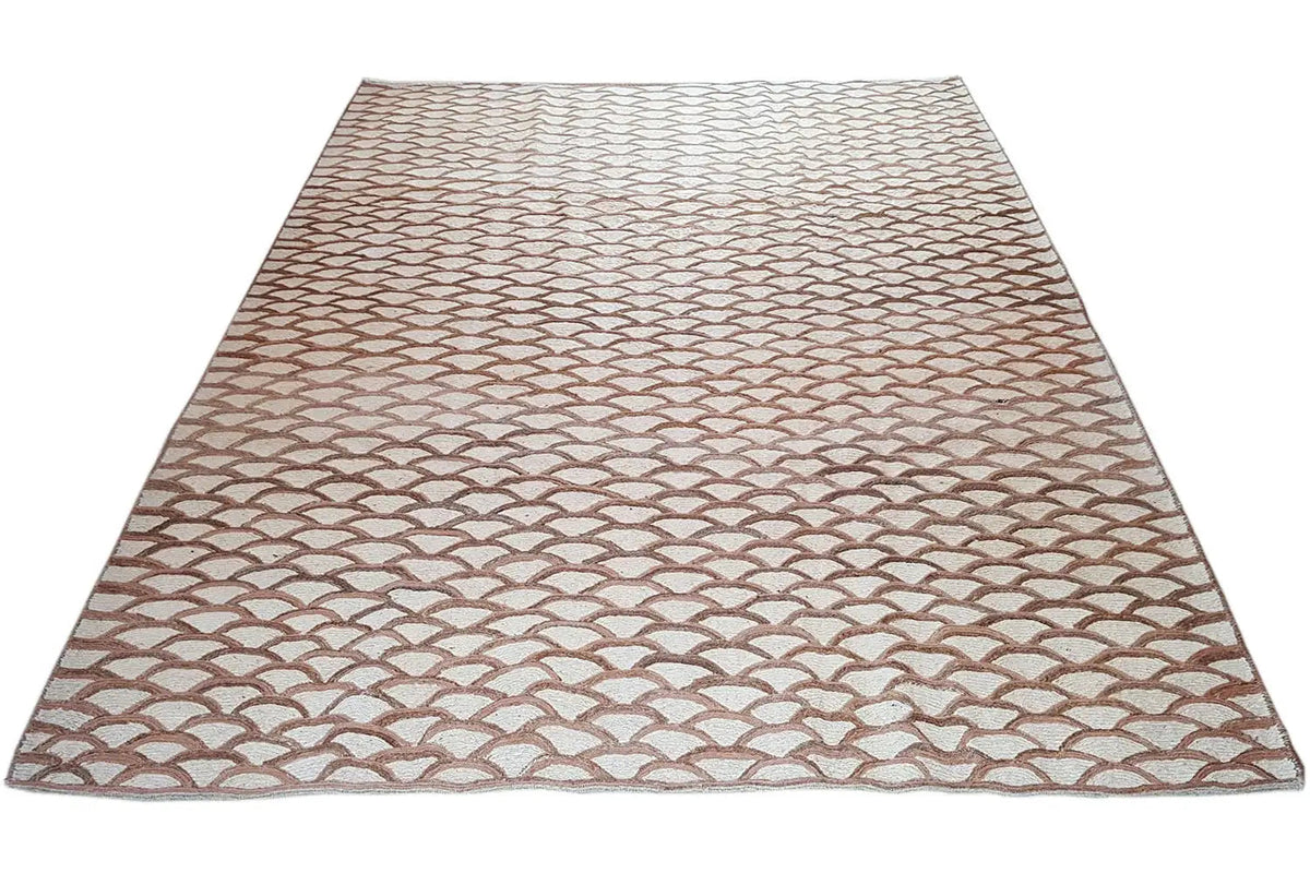 Tapis rectangulaire avec motif d’écailles régulier beige et marron