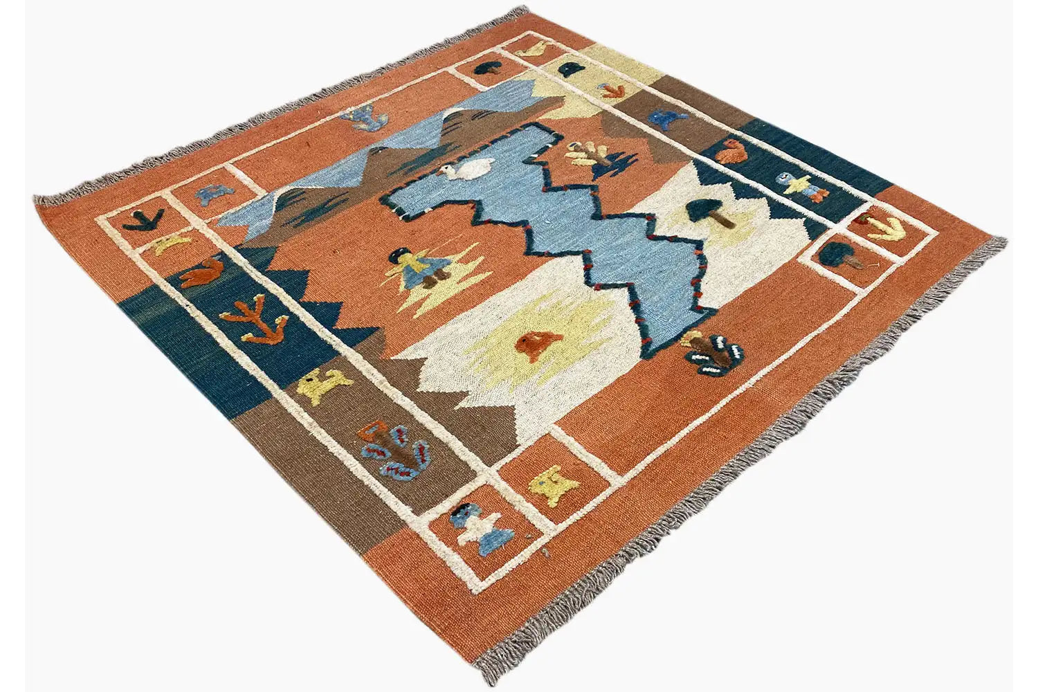 Kilim Qashqai - 804927 (106x103 cm) - Premium Kelim from German Carpet Shop - Just €149! Shop now at German Carpet Shop