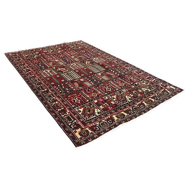 Tapis oriental Bakhtiari à Bordeaux avec motif géométrique et bordure périphérique