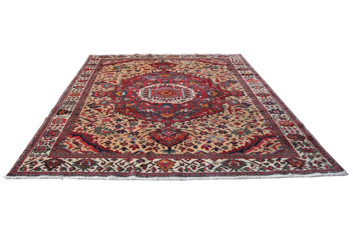 Tapis Bakhtiari 320x234 cm avec motif rouge et large bordure en lisière
