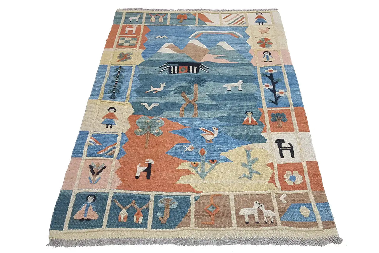 Kilim Qashqai  - 800603 (145x101 cm) - Premium Kelim from German Carpet Shop - Just €229! Shop now at German Carpet Shop