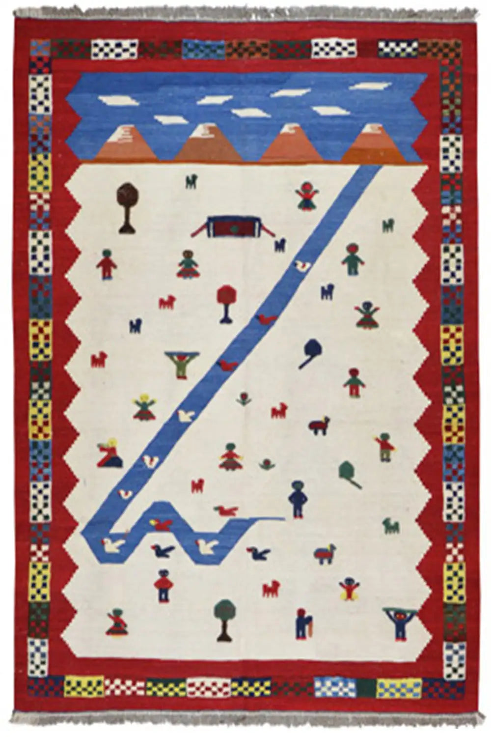 Kilim Qashqai - 906611 (112x80 cm) - Premium Kelim from German Carpet Shop - Just €149! Shop now at German Carpet Shop