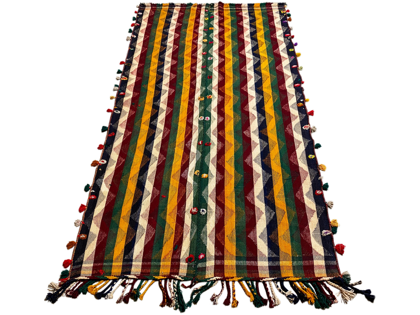 Esszimmer Jajim Teppich bunt gewebt mit dekorativen geometrischen Formen