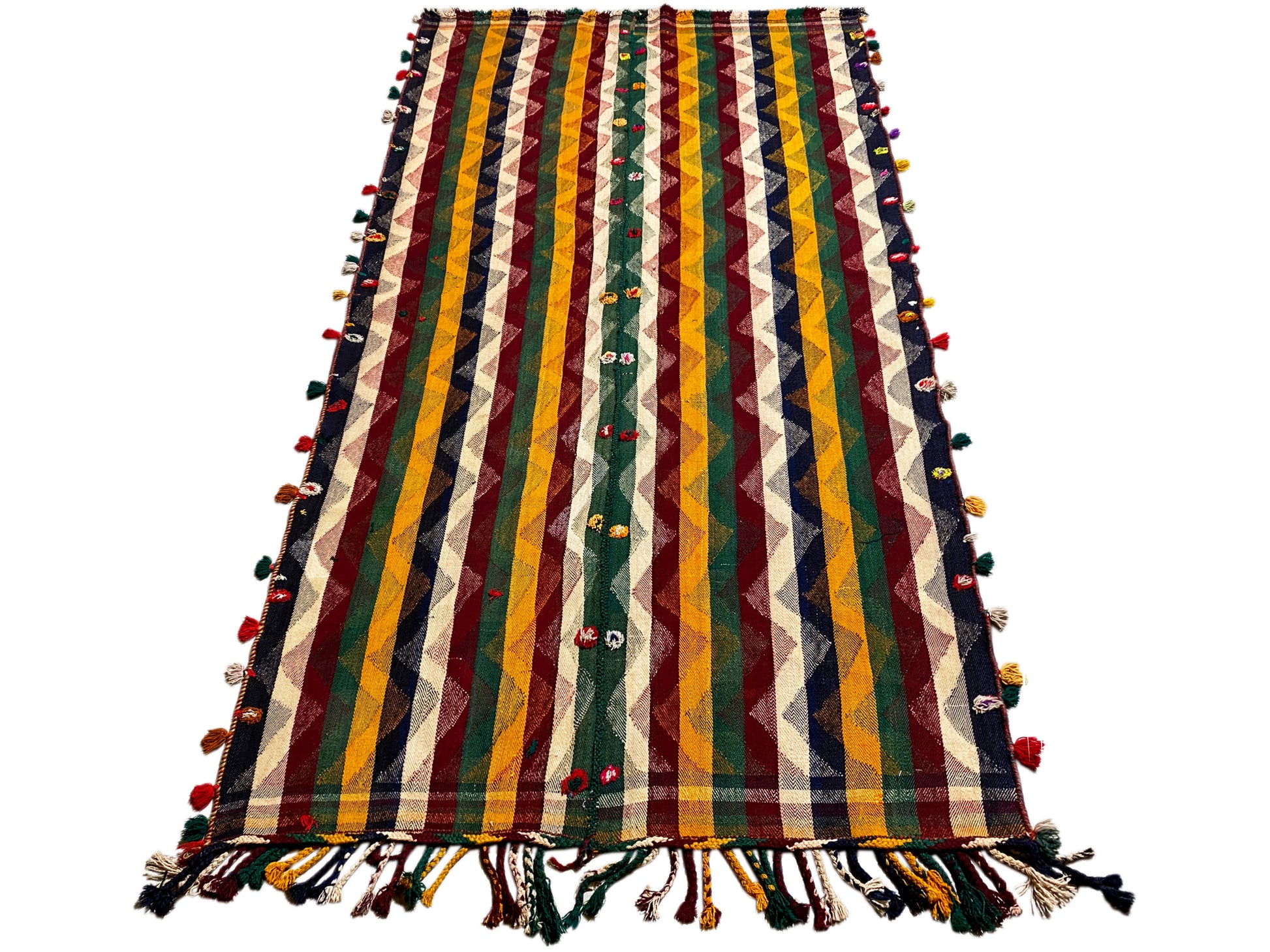 Esszimmer Jajim Teppich bunt gewebt mit dekorativen geometrischen Formen