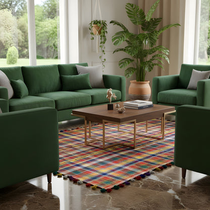 Schlafzimmer farbenfroher karierten Jajim Wollteppich im klassischen Stil