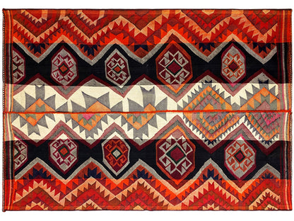 Salon Jajim Teppich Multicolor im ethnisch geometrischen Stil handgefertigt