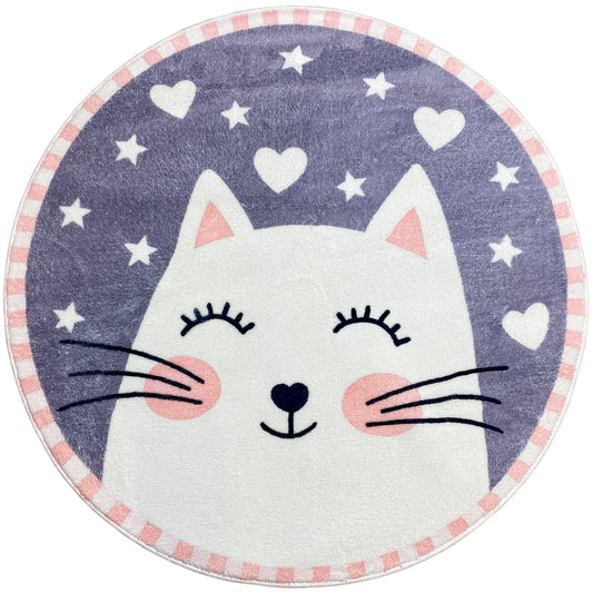 Tapis rond pour enfants Chat, 100 cm