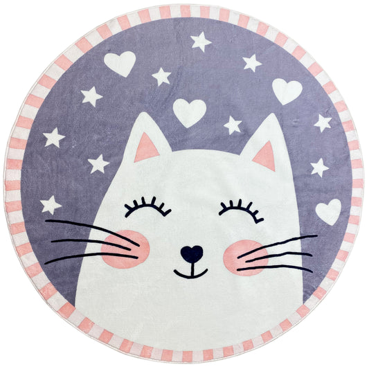 Tapis rond pour enfants Chat, 120 cm