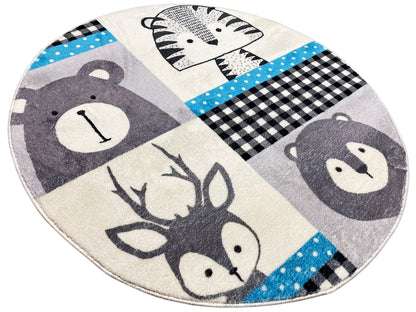 Tapis rond pour enfants Animaux, 100 cm