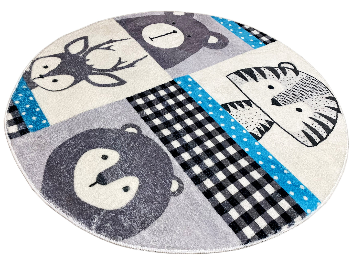 Tapis rond pour enfants Animaux, 100 cm