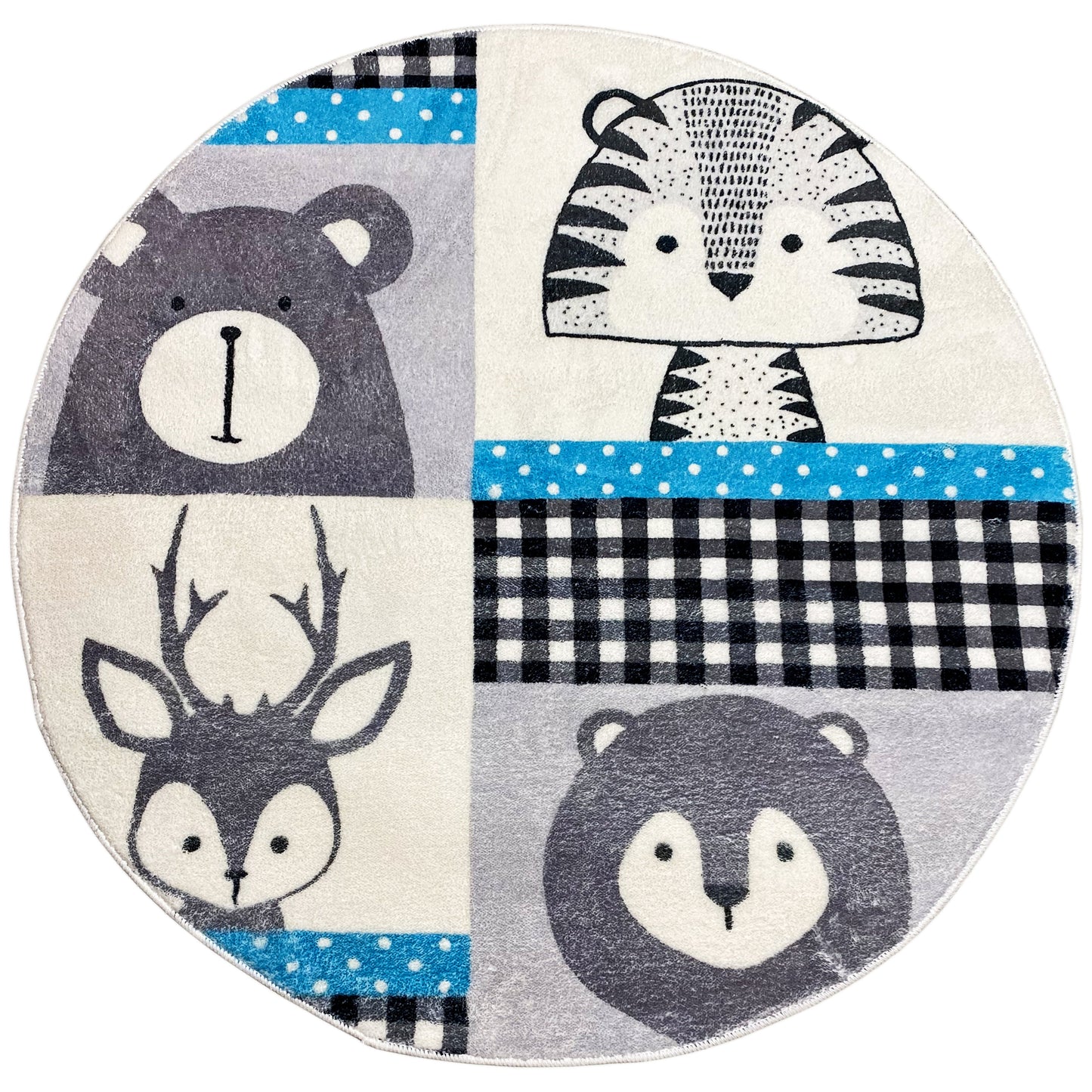 Tapis rond pour enfants Animaux, 100 cm